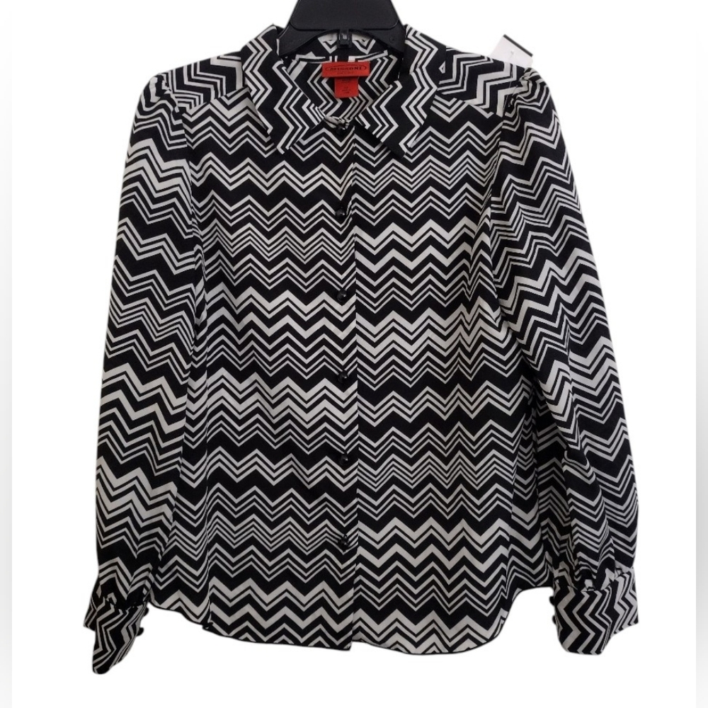 Missoni For Target Black and White Chevron Zigzag Button-Up Shirt Size Medium